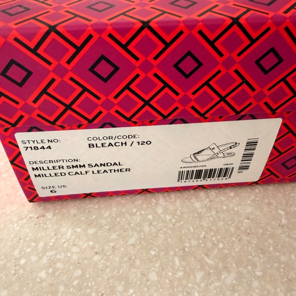 New Tory Burch Miller Two-Band Sandal Bleach. Size 6